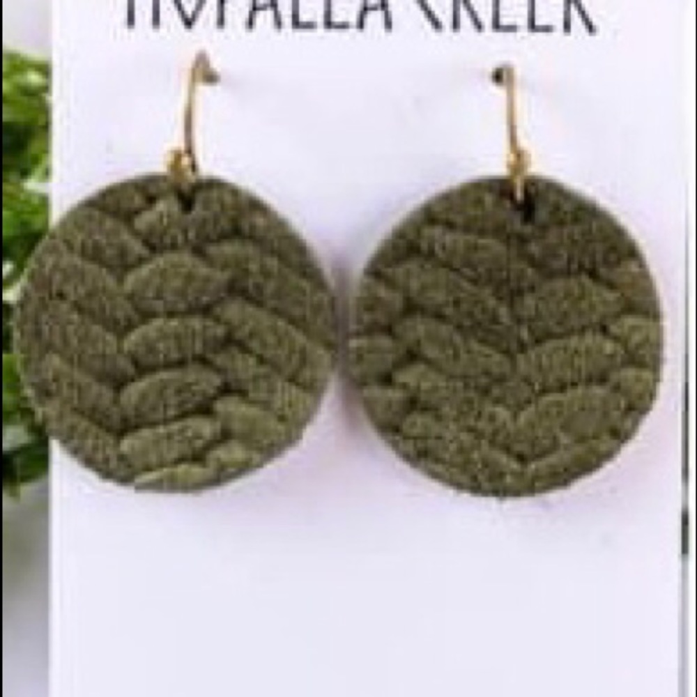 GRAY PRINT 1” MINI GENUINE LEATHER EARRINGS